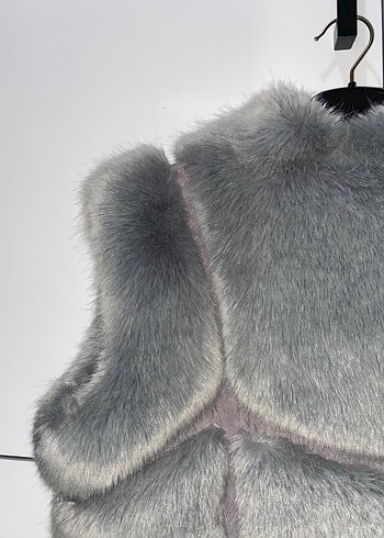 Gri Kürklü Kadın Midi Yelek - Görsel 4