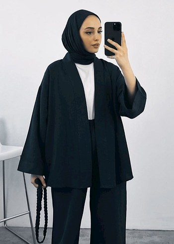 Siyah Kadın Kimono takım