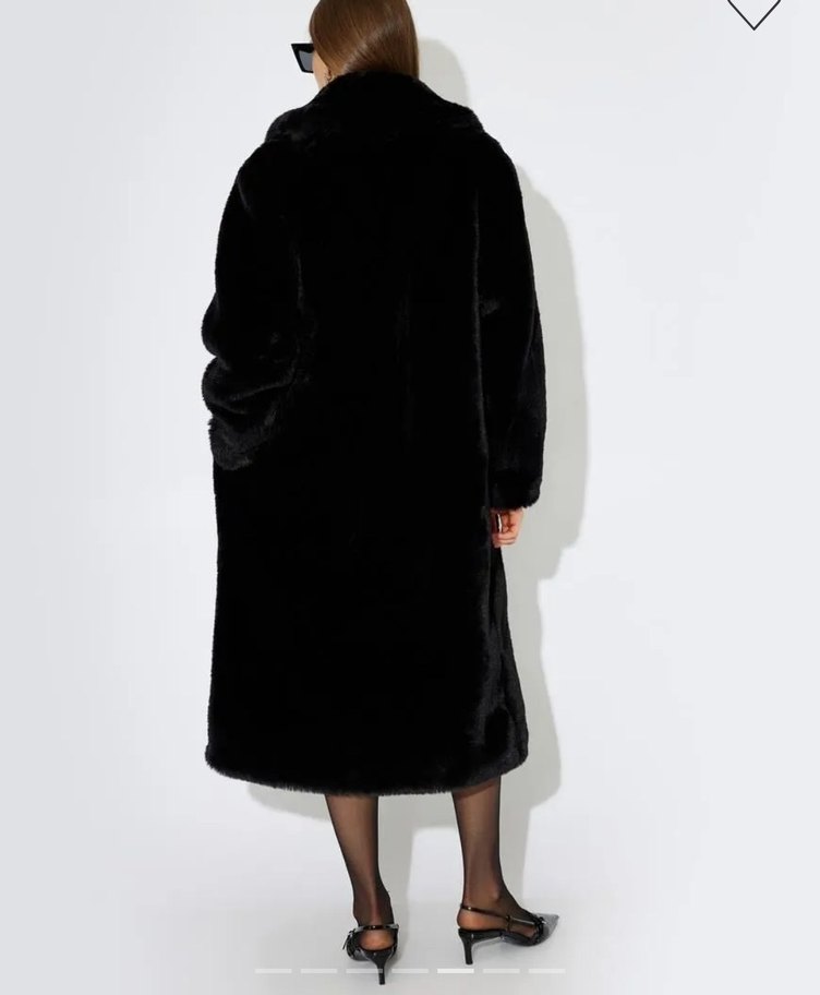 Siyah Kürk Detaylı Midi Kadın Kaban - Görsel 2