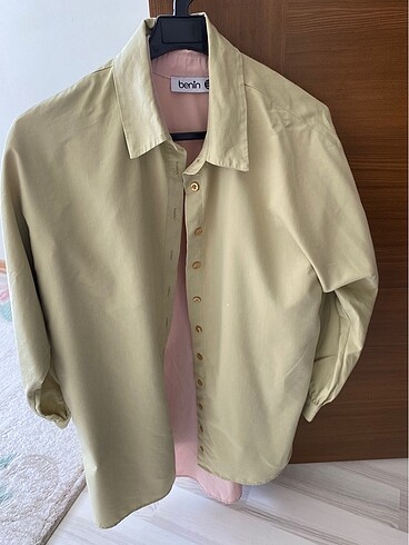 38 Beden haki Renk Yeşil oversize gömlek