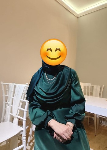 Yeşil Saten Kadın Elbise