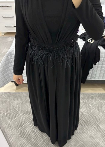 Uzun Siyah Drapeli Gotik Kadın Abiye Elbise - Görsel 2