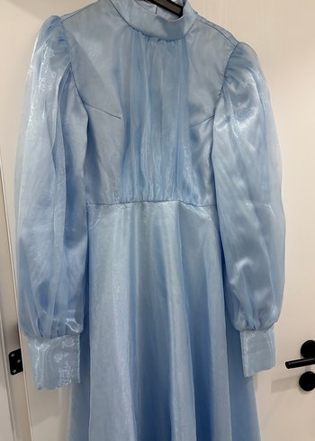 Mavi Drapeli Uzun Abiye Elbise - Görsel 4