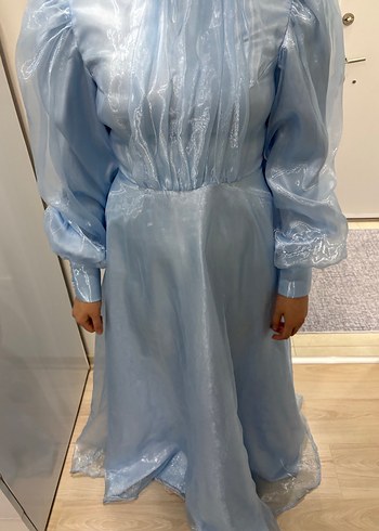 Mavi Drapeli Uzun Abiye Elbise - Görsel 2