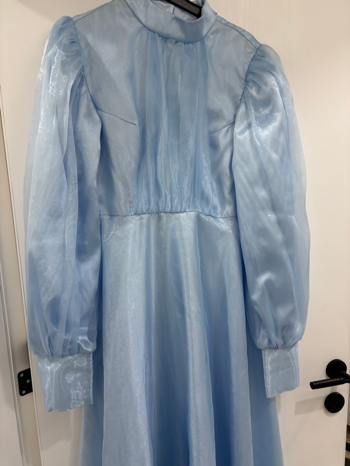 Mavi Drapeli Uzun Abiye Elbise - Görsel 4