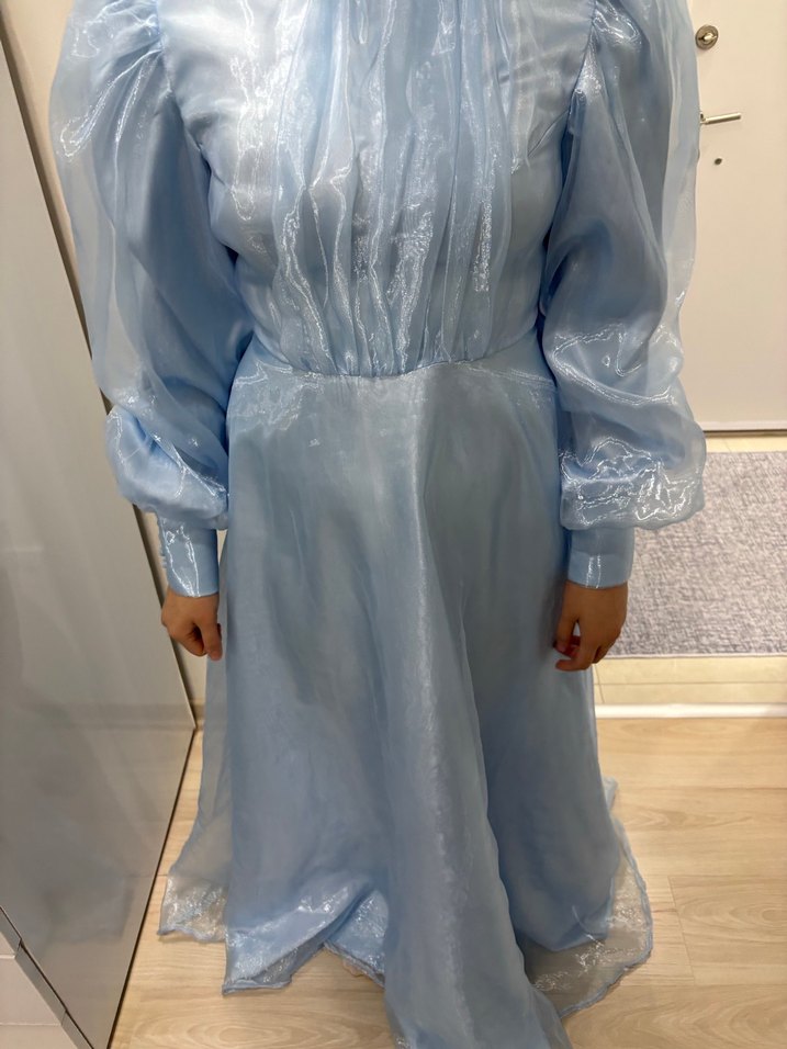 Mavi Drapeli Uzun Abiye Elbise - Görsel 2