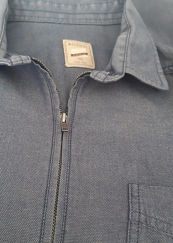 Gri Denim Fermuarlı Erkek Gömlek