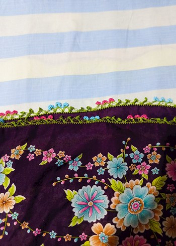 Dantel Detaylı Mor Bohem Kadın Fular - Görsel 4