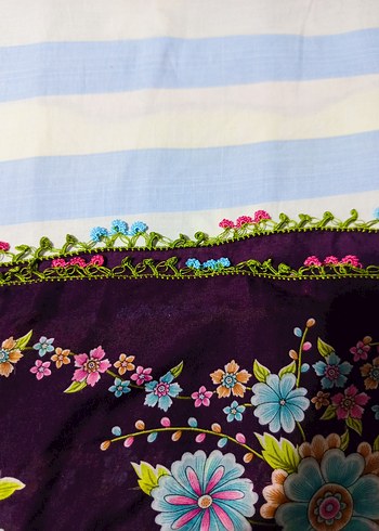 Dantel Detaylı Mor Bohem Kadın Fular - Görsel 3