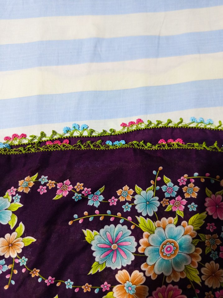 Dantel Detaylı Mor Bohem Kadın Fular - Görsel 4