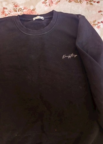 Siyah Kadın Sweatshirt Uzun Kollu Rahat Kesim - Görsel 3