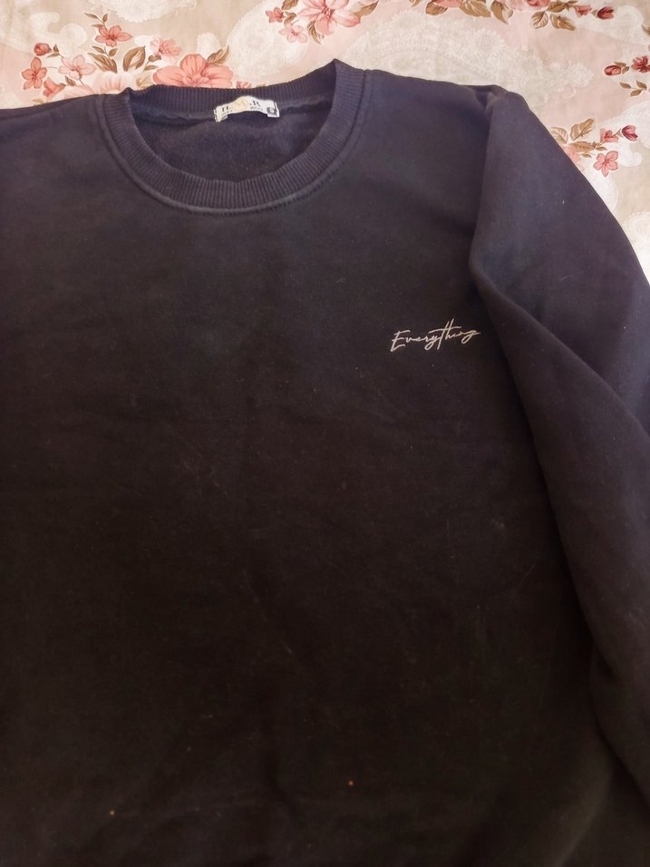 Siyah Kadın Sweatshirt Uzun Kollu Rahat Kesim - Görsel 3