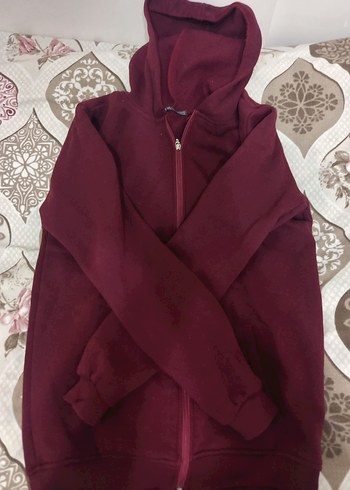 Bordo Kapüşonlu Fermuarlı Kadın Ceket - Görsel 2
