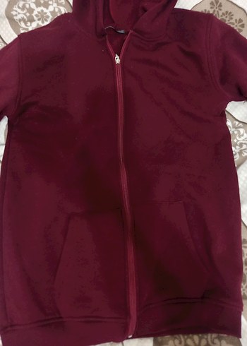 Bordo Kapüşonlu Fermuarlı Kadın Ceket - Görsel 3