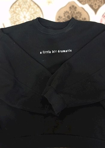 Siyah Baskılı Kadın Sweatshirt - Görsel 3