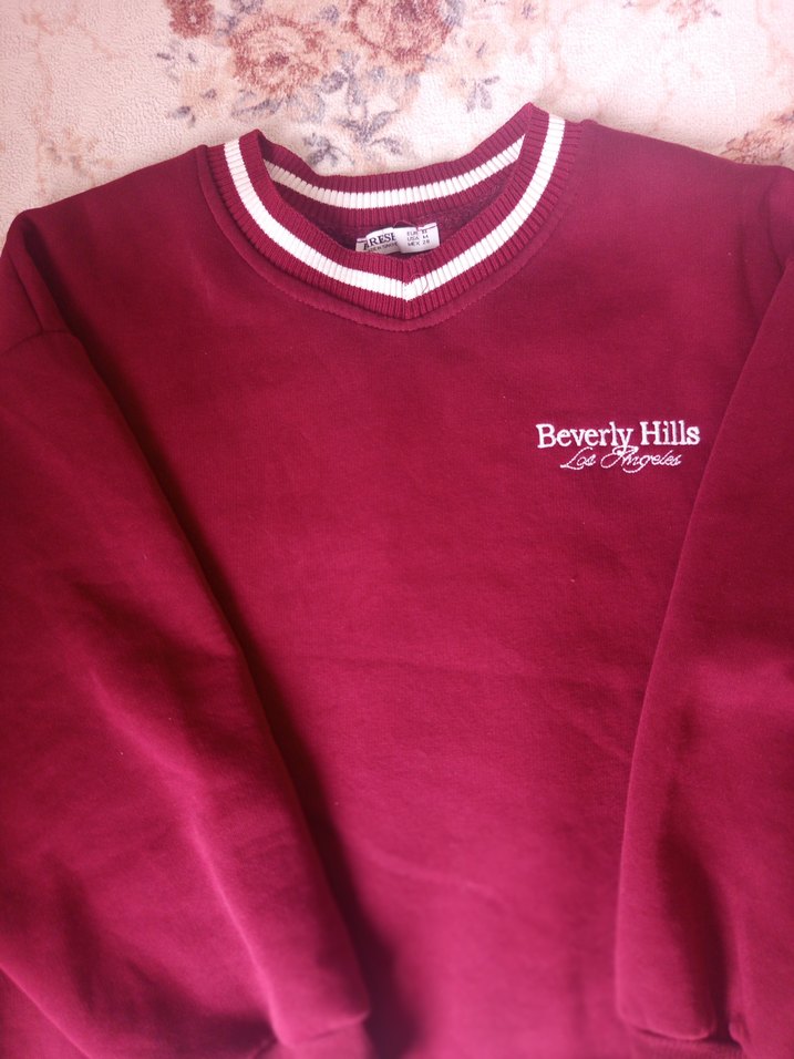 Burgundy Kadın Sweatshirt Knitted Detaylı - Görsel 4