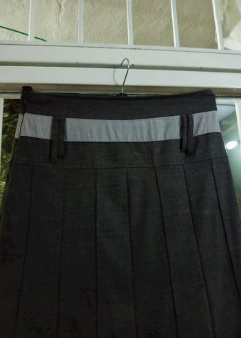 Gri Detaylı Siyah Piliseli Uzun Etek - Görsel 10