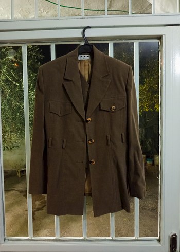 Düğmeli Kahverengi Kadın Süet Takım - Görsel 6