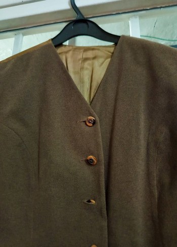 Düğmeli Kahverengi Kadın Süet Takım - Görsel 2