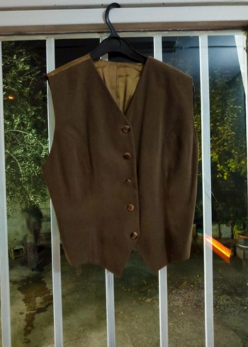 Düğmeli Kahverengi Kadın Süet Takım - Görsel 3