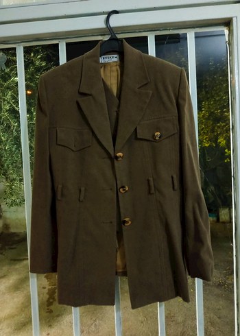 Düğmeli Kahverengi Kadın Süet Takım - Görsel 5