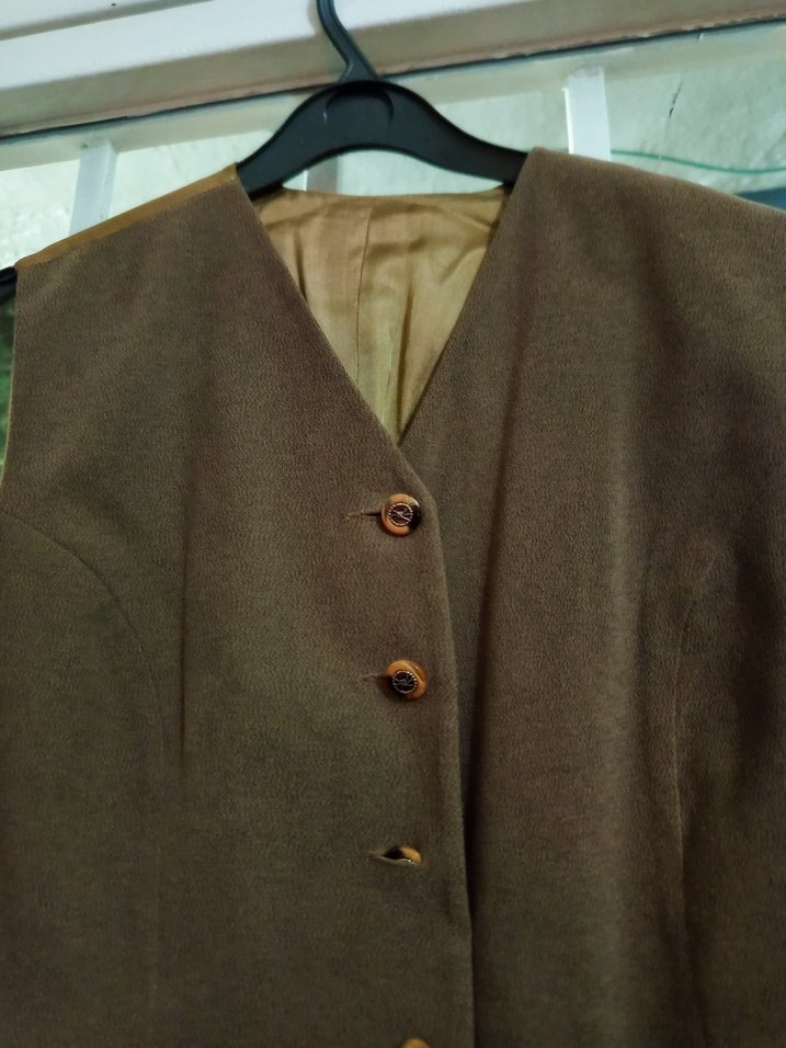 Düğmeli Kahverengi Kadın Süet Takım - Görsel 2