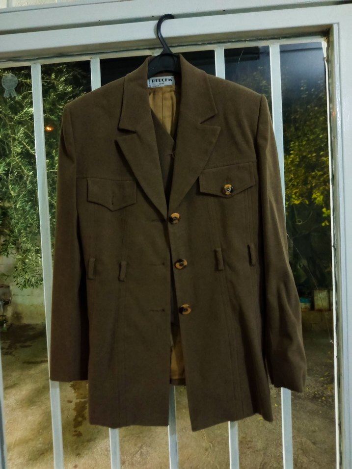 Düğmeli Kahverengi Kadın Süet Takım - Görsel 5