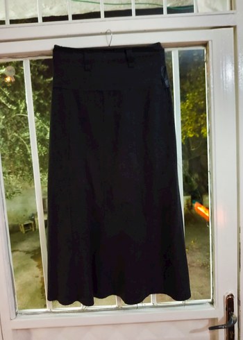 Siyah Deri Kemerli Uzun  Etek - Görsel 3