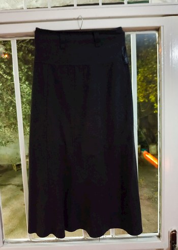 Siyah Deri Kemerli Uzun  Etek - Görsel 4