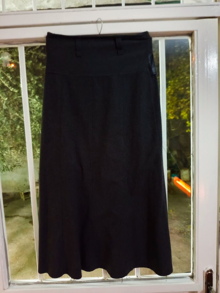 Siyah Deri Kemerli Uzun  Etek - Görsel 4