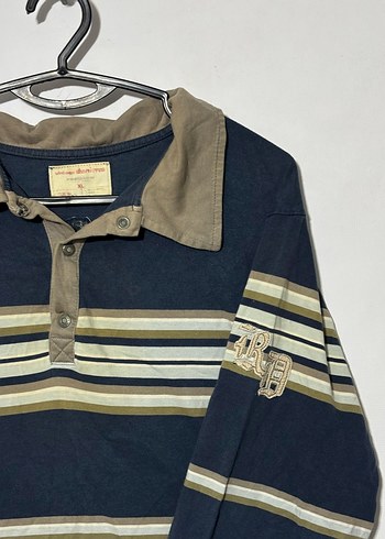 Mavi Çizgili Uzun Kollu Polo Tişört - Görsel 2