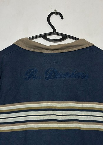 Mavi Çizgili Uzun Kollu Polo Tişört - Görsel 4