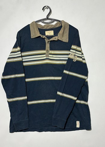 Mavi Çizgili Uzun Kollu Polo Tişört - Görsel 3