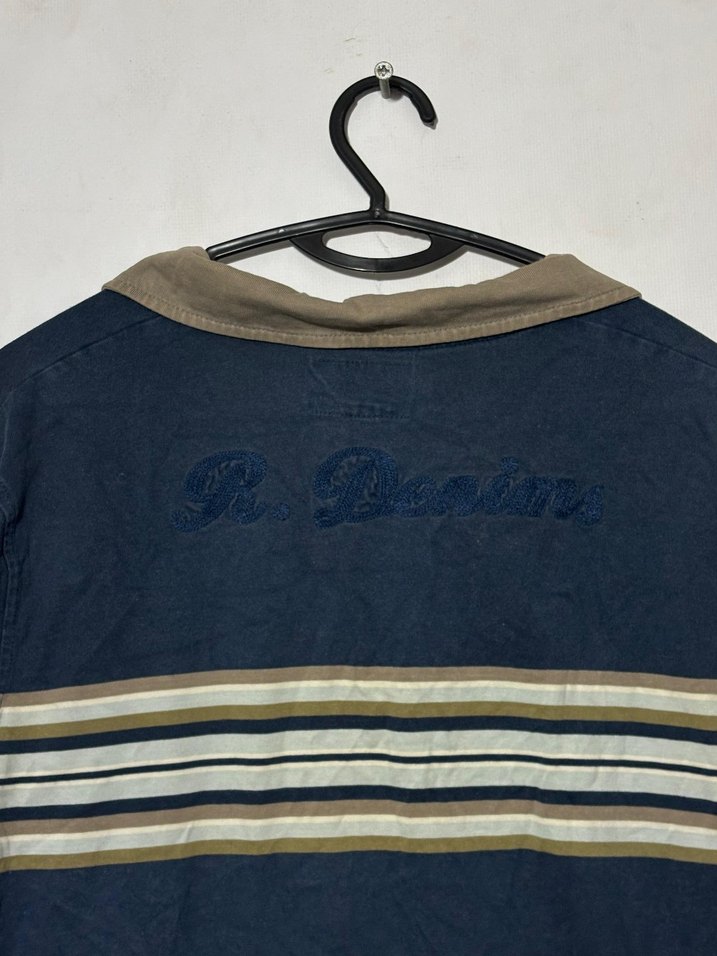 Mavi Çizgili Uzun Kollu Polo Tişört - Görsel 4