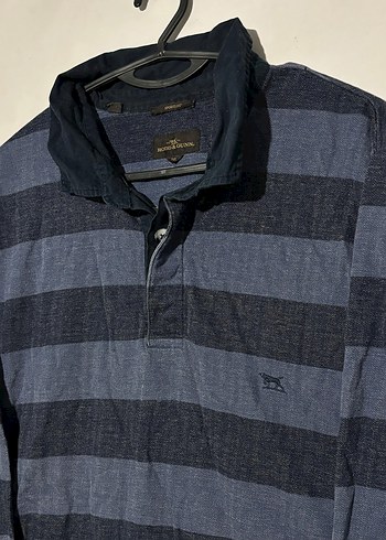 Erkek Lacivert Çizgili Uzun Kollu Polo Tişört - Görsel 2