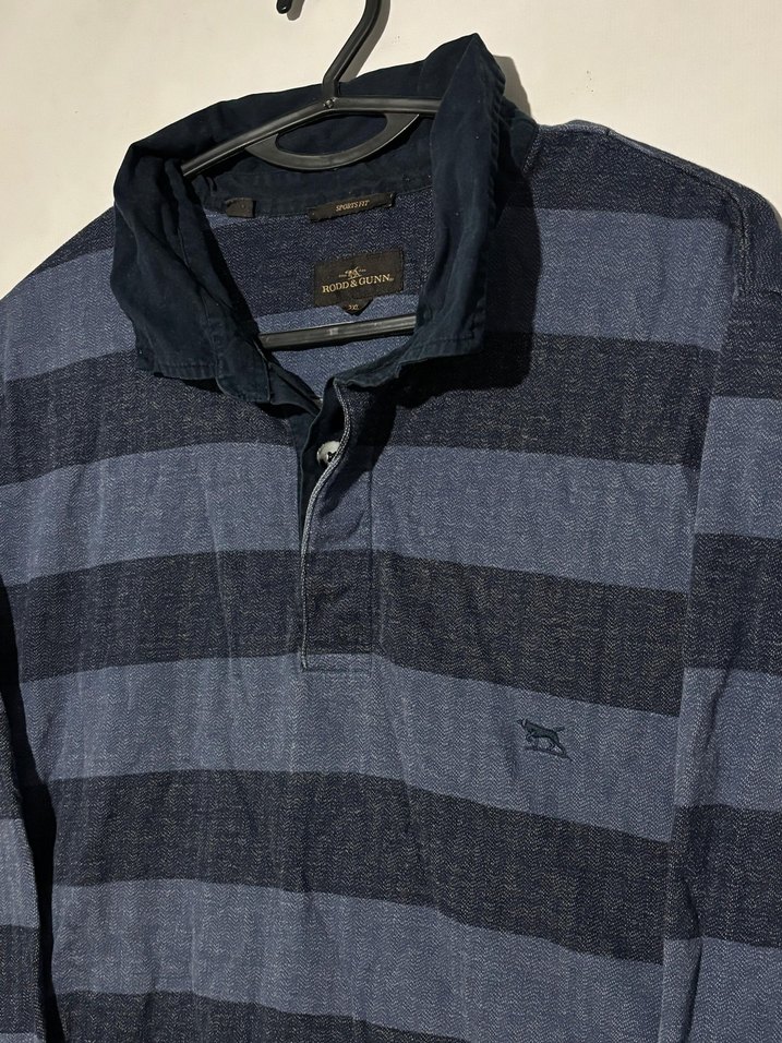 Erkek Lacivert Çizgili Uzun Kollu Polo Tişört - Görsel 2