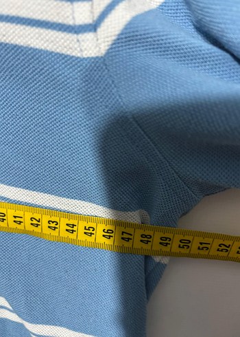 Uzun Kollu Mavi Polo Yaka Tişört - Görsel 3