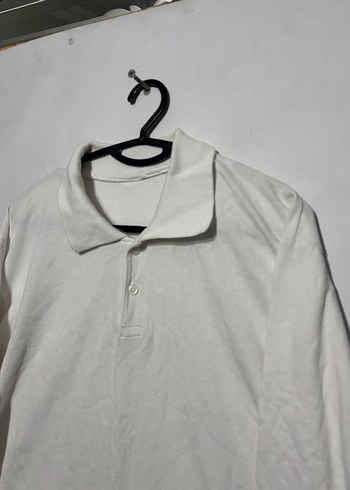 Uzun Kollu Beyaz Polo Tişört - Görsel 2