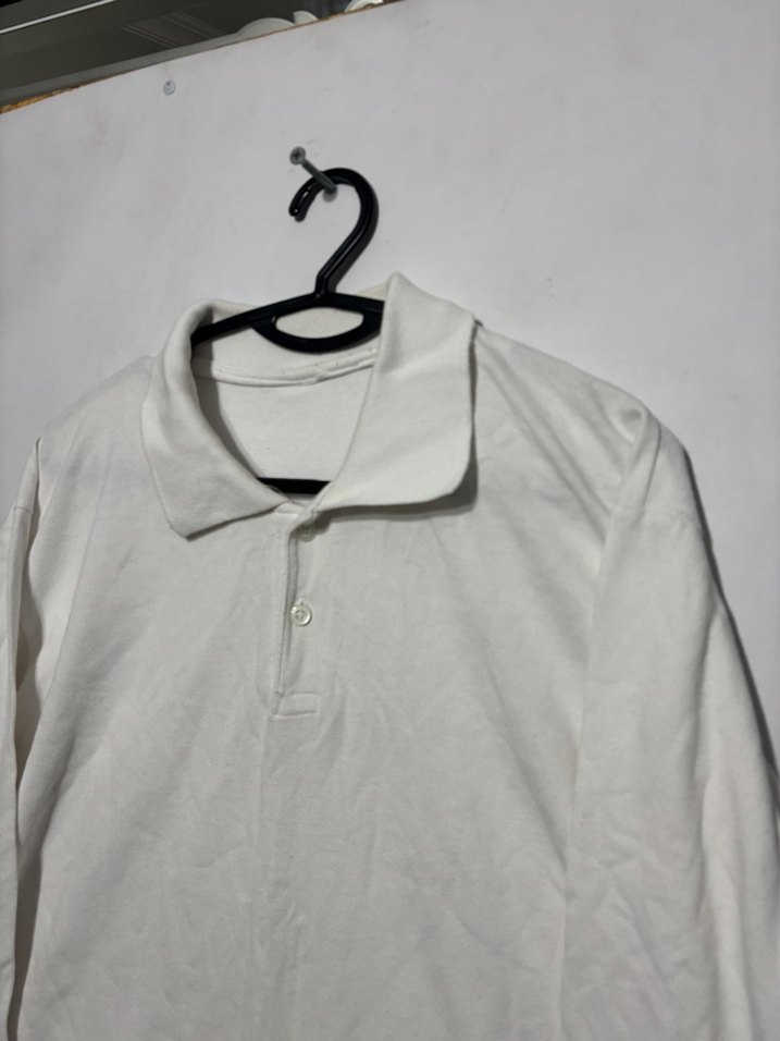 Uzun Kollu Beyaz Polo Tişört - Görsel 2