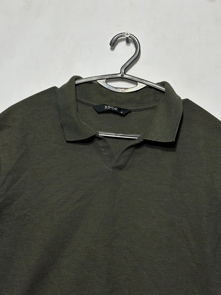 Erkek Haki Keten Polo Tişört - Görsel 2
