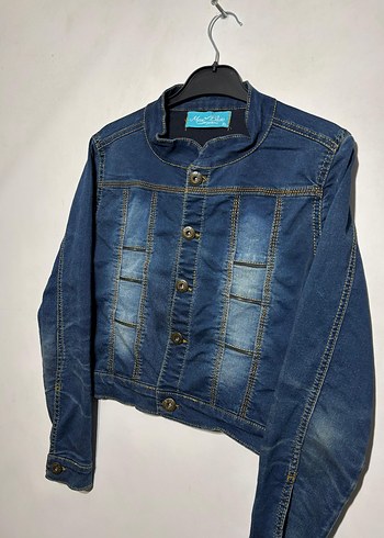 Düğmeli Mavi Kadın Kot Ceket - Görsel 2