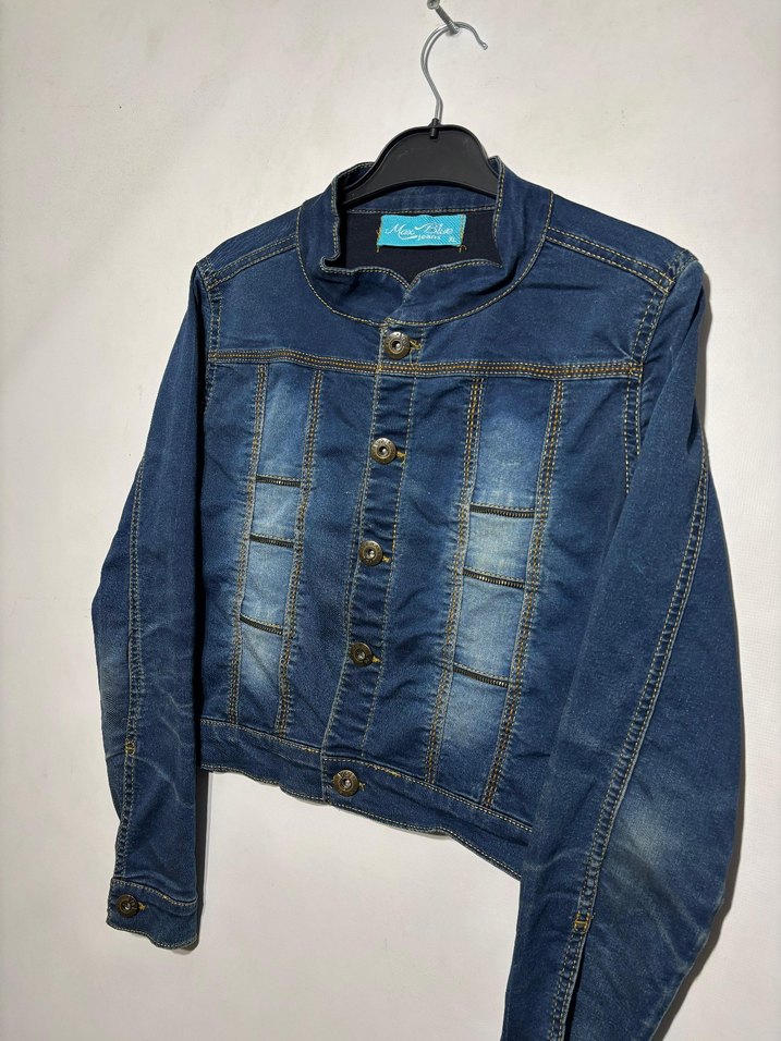 Düğmeli Mavi Kadın Kot Ceket - Görsel 2