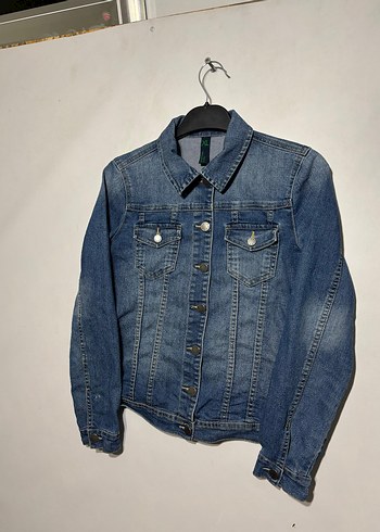 Düğmeli Mavi Kadın Kot Ceket - Görsel 2