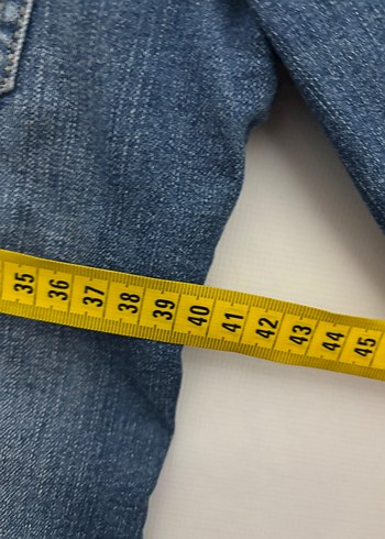 Düğmeli Mavi Kadın Kot Ceket - Görsel 4