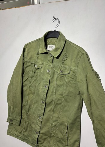 Düğmeli Yeşil Kamuflaj Kadın Ceket - Görsel 2