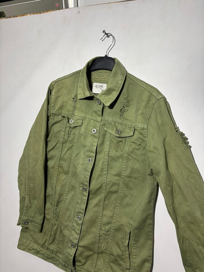 Düğmeli Yeşil Kamuflaj Kadın Ceket - Görsel 2