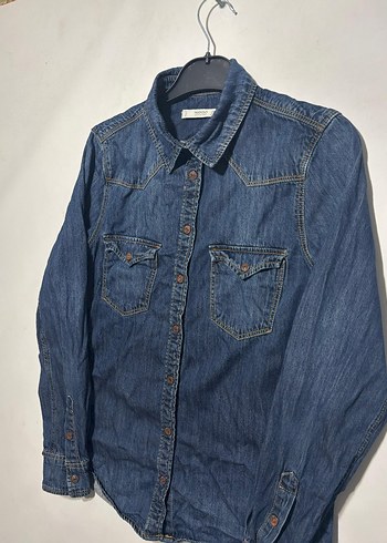 Kadın Lacivert Denim Gömlek - Görsel 2