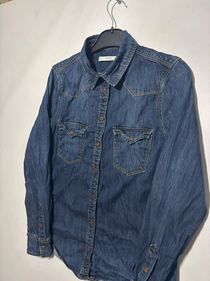 Kadın Lacivert Denim Gömlek - Görsel 2