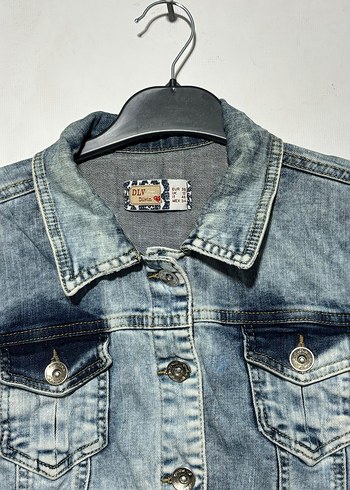 Düğmeli Mavi Batik Desenli Denim Ceket - Görsel 3