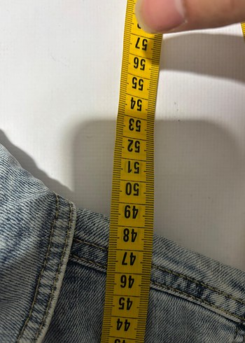 Düğmeli Mavi Batik Desenli Denim Ceket - Görsel 5